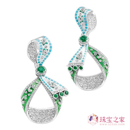 Fabergé earrings Summer in Provence高级珠宝系列钻石、绿宝石耳环